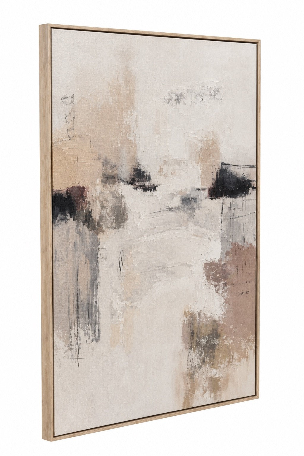 Cuadro Bruma diseño I, abstracto con trazos oscuros sobre fondo claro