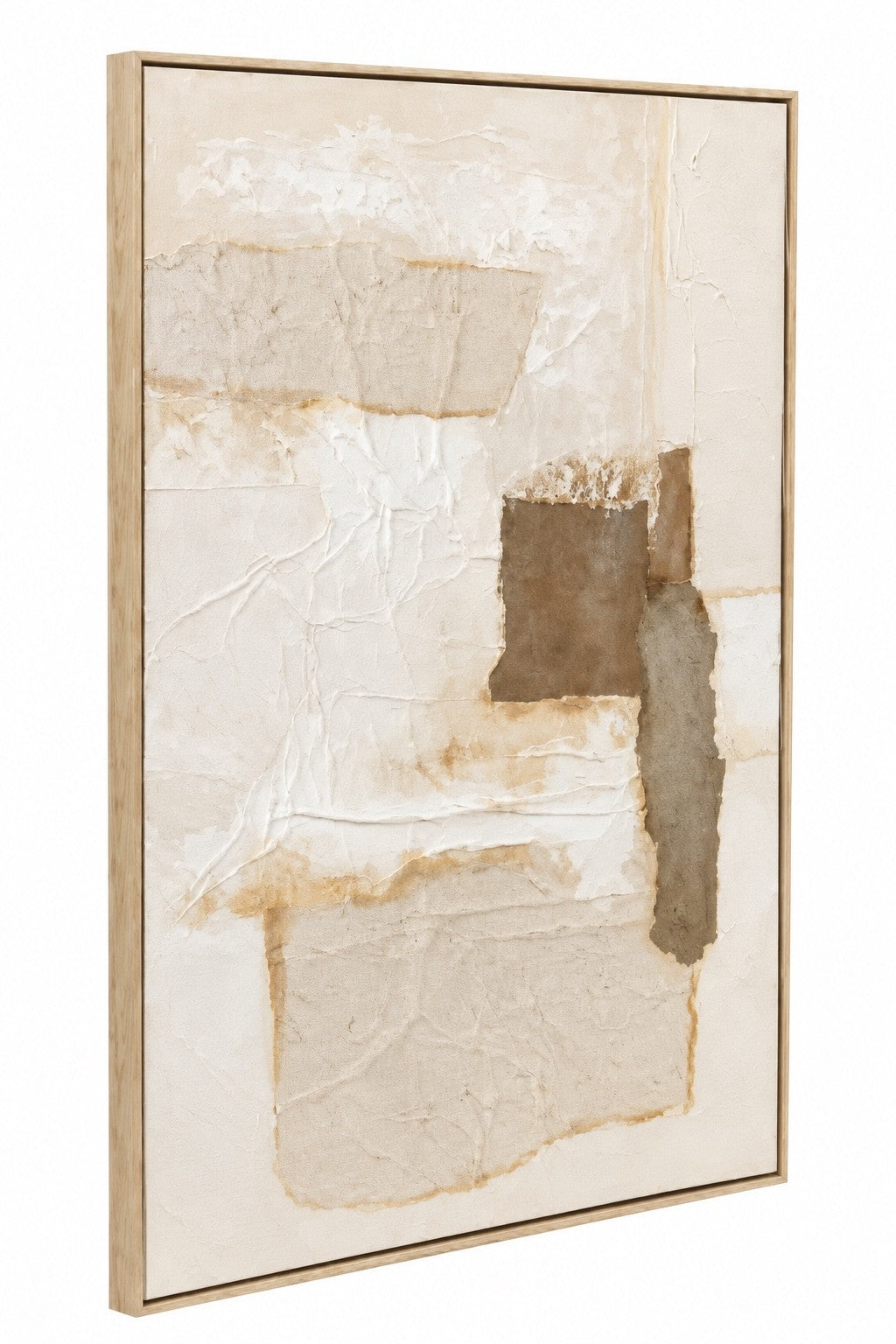 Cuadro Caliza diseño I, abstracto en tonos beige con relieve