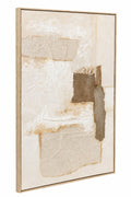 Cuadro Caliza diseño I, abstracto en tonos beige con relieve