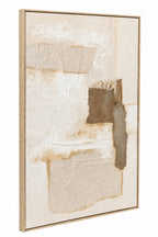 Cuadro Caliza diseño I, abstracto en tonos beige con relieve