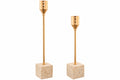 Set de dos candelabros Évora en dorado y travertino