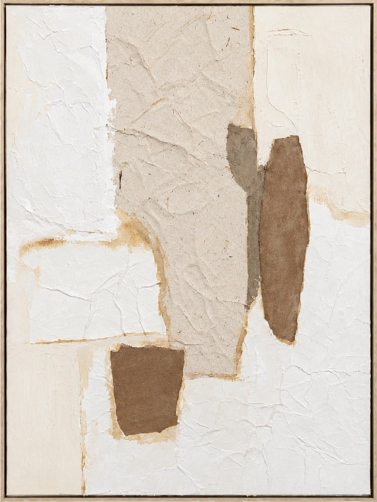 Cuadro Caliza diseño II, abstracto en tonos beige y arena