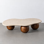 Mesa de centro Veta con sobre de mármol y patas esféricas de mango